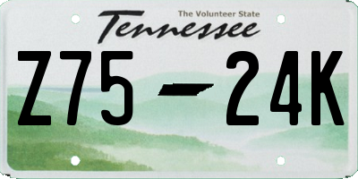 TN license plate Z7524K