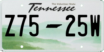 TN license plate Z7525W