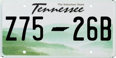 TN license plate Z7526B