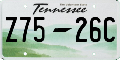 TN license plate Z7526C