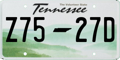 TN license plate Z7527D