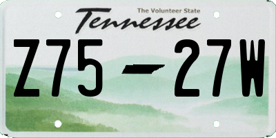 TN license plate Z7527W