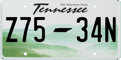 TN license plate Z7534N