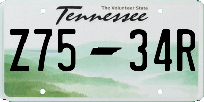 TN license plate Z7534R