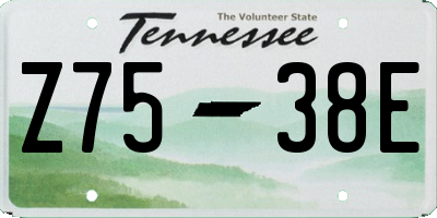 TN license plate Z7538E