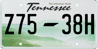 TN license plate Z7538H