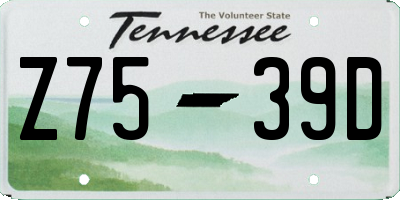 TN license plate Z7539D