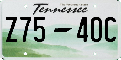TN license plate Z7540C