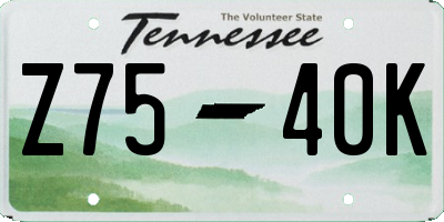 TN license plate Z7540K