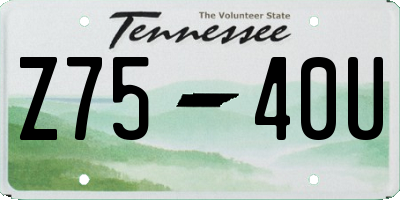TN license plate Z7540U