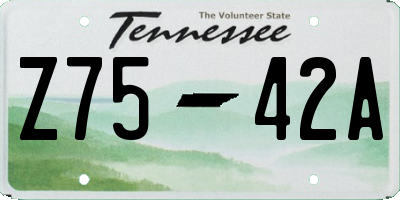 TN license plate Z7542A