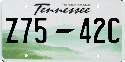 TN license plate Z7542C