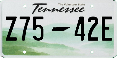 TN license plate Z7542E