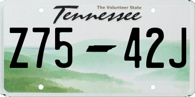 TN license plate Z7542J