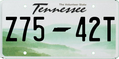 TN license plate Z7542T