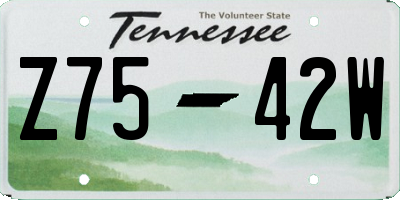 TN license plate Z7542W