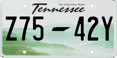 TN license plate Z7542Y