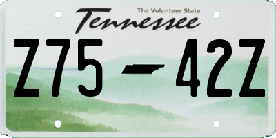 TN license plate Z7542Z