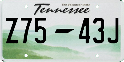 TN license plate Z7543J