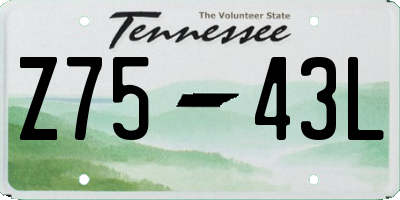 TN license plate Z7543L