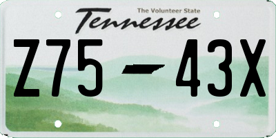 TN license plate Z7543X