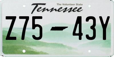 TN license plate Z7543Y