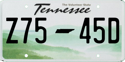TN license plate Z7545D