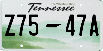TN license plate Z7547A
