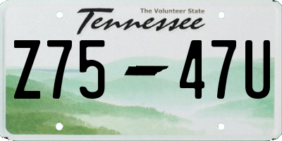 TN license plate Z7547U