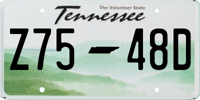 TN license plate Z7548D
