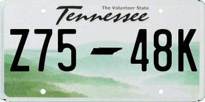 TN license plate Z7548K