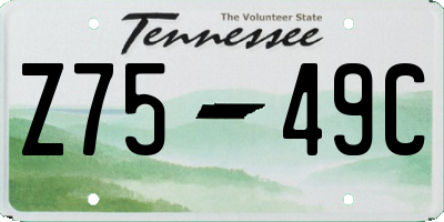 TN license plate Z7549C