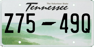 TN license plate Z7549Q