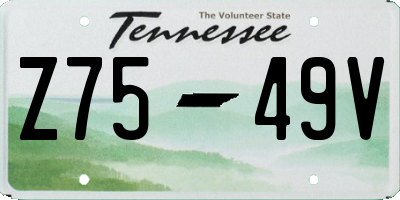 TN license plate Z7549V