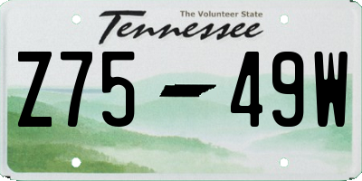 TN license plate Z7549W