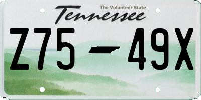 TN license plate Z7549X