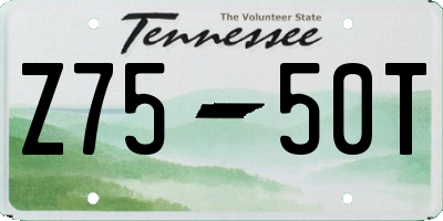 TN license plate Z7550T