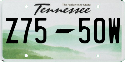 TN license plate Z7550W