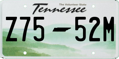 TN license plate Z7552M