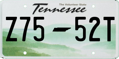 TN license plate Z7552T