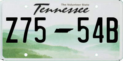 TN license plate Z7554B