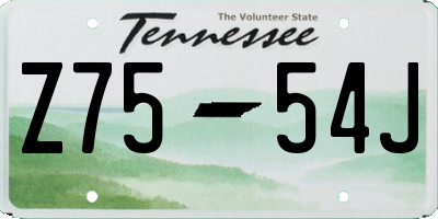 TN license plate Z7554J