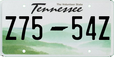 TN license plate Z7554Z