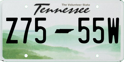 TN license plate Z7555W