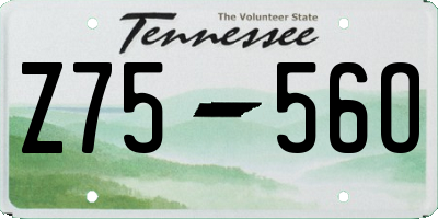 TN license plate Z7556O