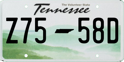 TN license plate Z7558D