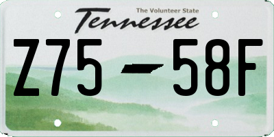 TN license plate Z7558F