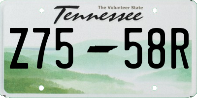 TN license plate Z7558R
