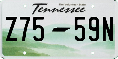 TN license plate Z7559N