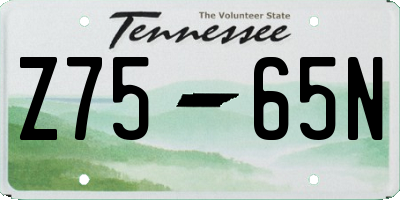 TN license plate Z7565N